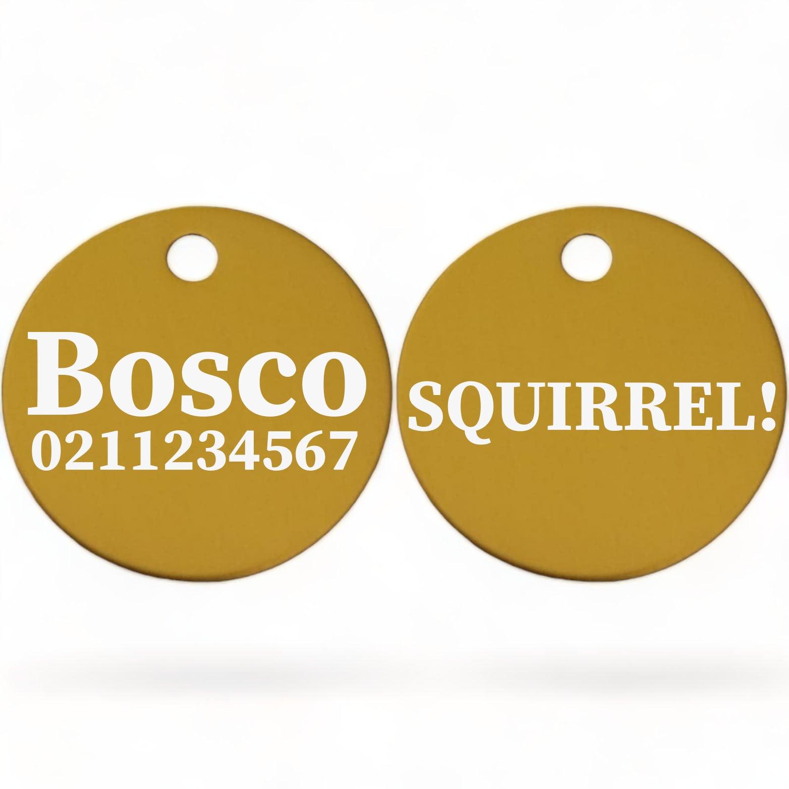 ⭐️Purr. Meow. Woof.⭐️ - Squirrel! | Round Aluminium | Dog ID Pet Tag - Gold