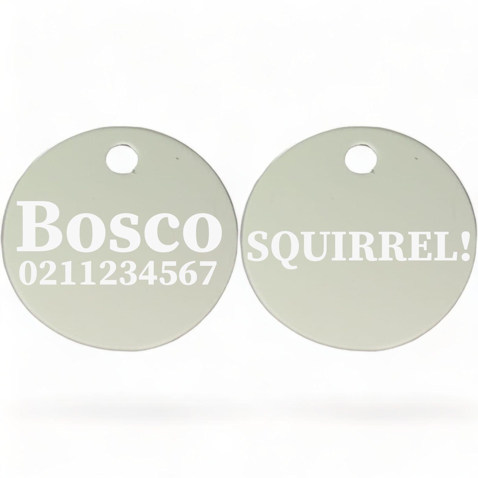 ⭐️Purr. Meow. Woof.⭐️ - Squirrel! | Round Aluminium | Dog ID Pet Tag - Silver