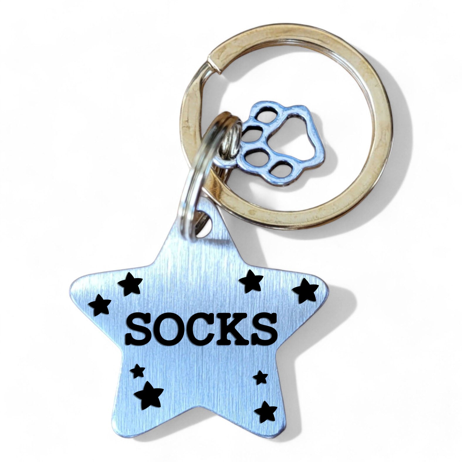 ⭐️Purr. Meow. Woof.⭐️ - Star | Bespoke Brass | Cat & Dog ID Pet Tag - Small (Cat) / Stars