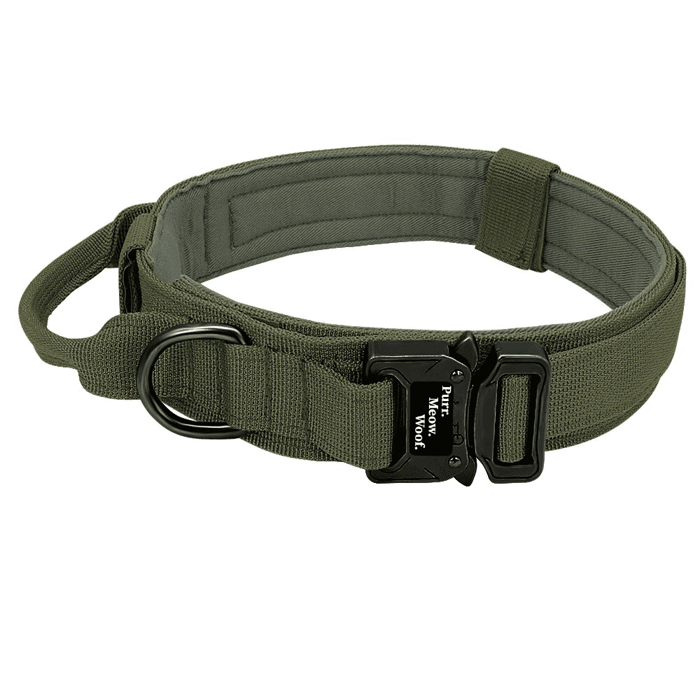 ⭐️Purr. Meow. Woof.⭐️ - Tactical Dog Collar - Dark Green / M / No