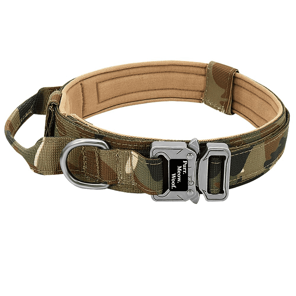 ⭐️Purr. Meow. Woof.⭐️ - Tactical Dog Collar - DarkOliveGreen / M / No