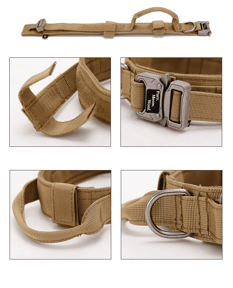 ⭐️Purr. Meow. Woof.⭐️ - Tactical Dog Collar - Khaki / M / No
