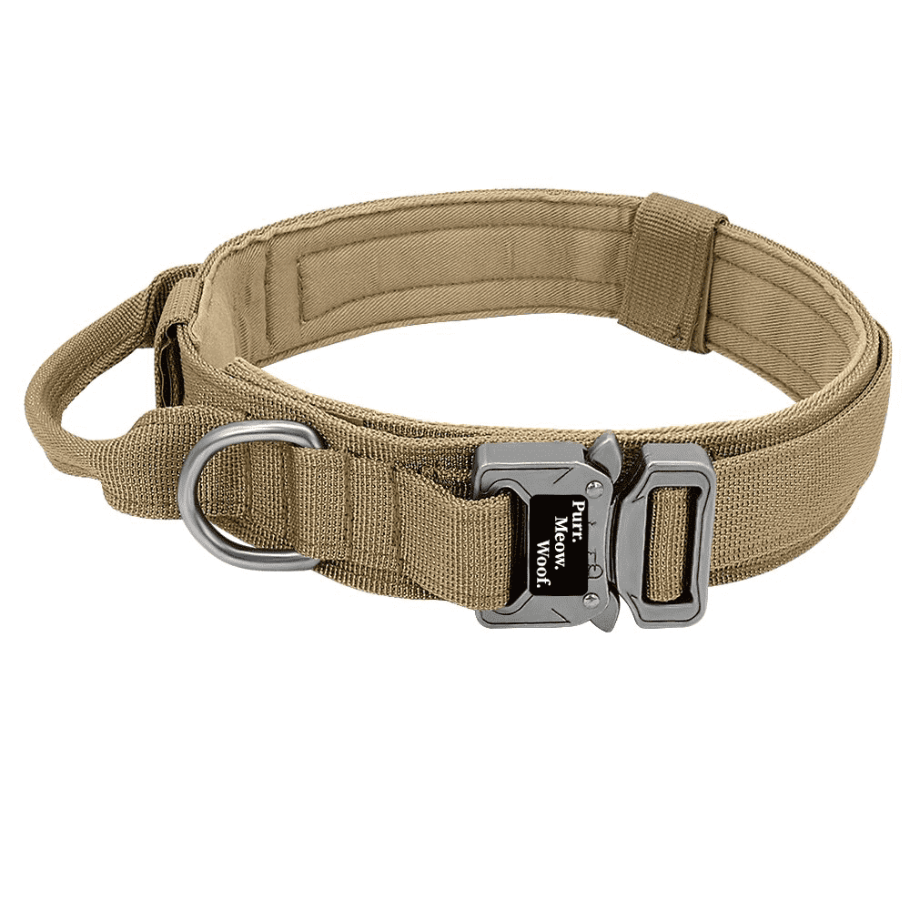 ⭐️Purr. Meow. Woof.⭐️ - Tactical Dog Collar - Khaki / M / No