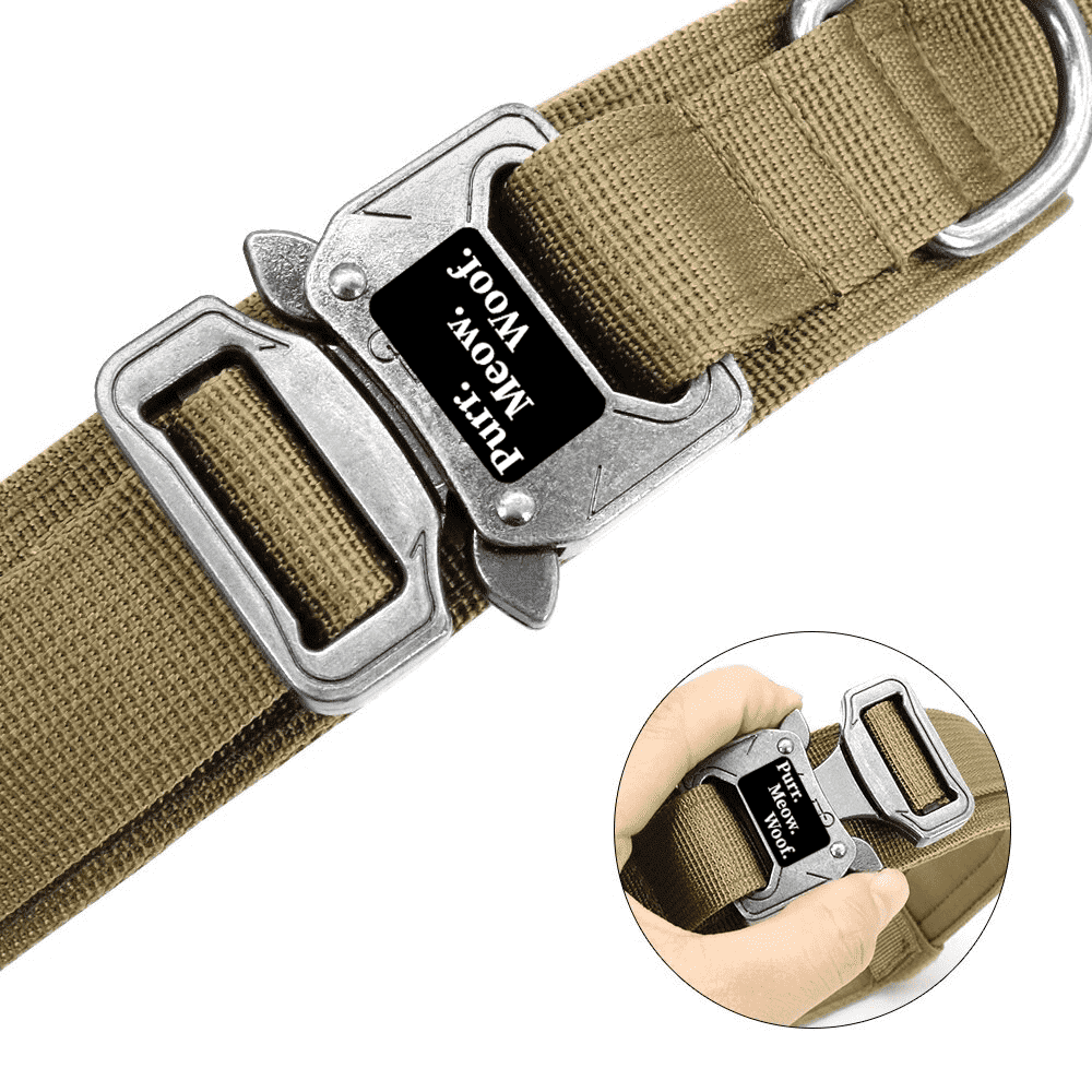 ⭐️Purr. Meow. Woof.⭐️ - Tactical Dog Collar - Khaki / M / No