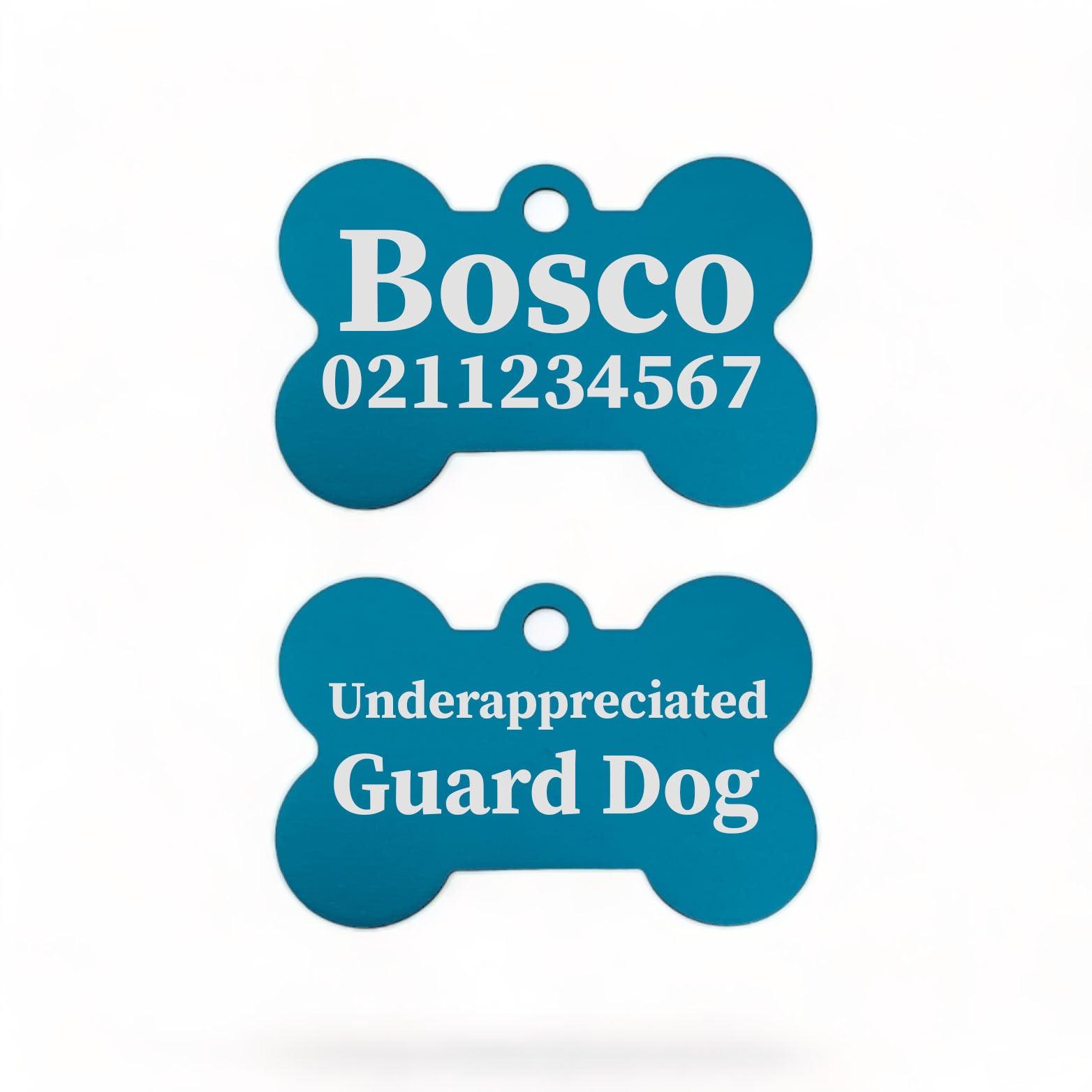⭐️Purr. Meow. Woof.⭐️ - Underappreciated Guard Dog | Bone Aluminium | Dog ID Pet Tag - DodgerBlue